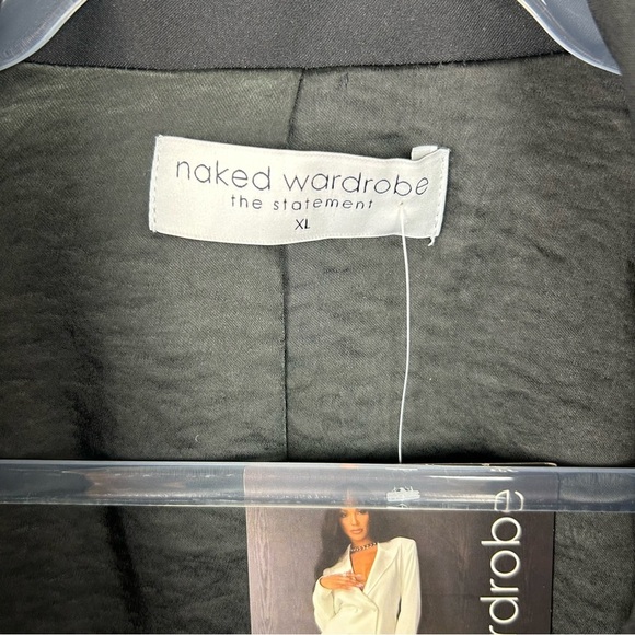 NWT Naked Wardrobe cropped The Statement rhinestone sleeve blazer size: XL - Picture 7 of 11